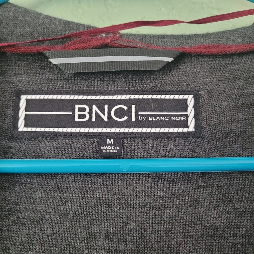 BNCI Burgundy & Grey Open Hooded Cardigan Size M - Picture 3 of 7